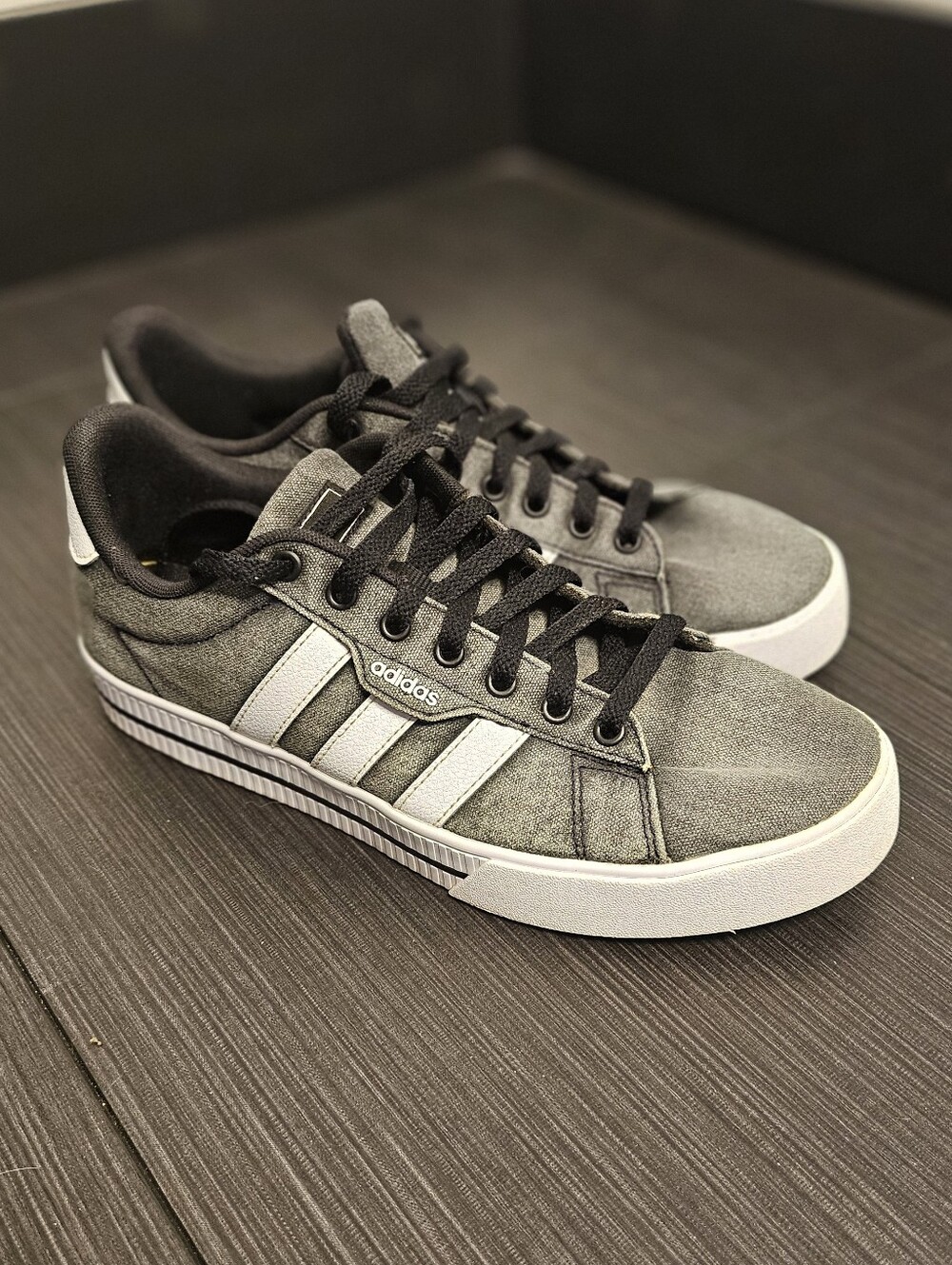 adidas Gray and White Low-Top Canvas Sneakers